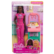 Barbie hnedovlasá detská lekárka kariérna bábika herný set - Mattel