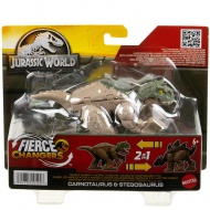 Jurassic World: Fierce Changers - Carnotaurus &amp; Stegosaurus premenlivé dinosaurus hračkové figúrky - Mattel