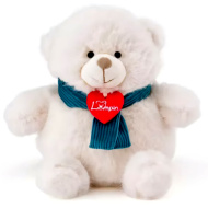 Teddy biely plyšový medvedík s modrou šatkou 18 cm - Lumpin