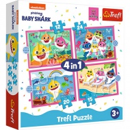 Baby Shark: Žraločia rodina 4v1 puzzle - Trefl