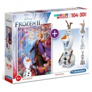 Clementoni: Disney Frozen 2v1  104 ks puzzle a figúrka Olaf