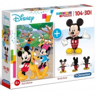 Disney: Mickey Mouse 104 dielne puzzle + 3D Mickey model - Clementoni