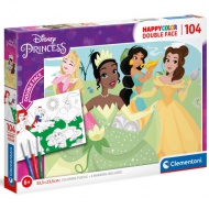 Disney Princess Double 2v1  104 dielne obojstranné puzzle na vymaľovanie - Clementoni