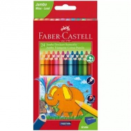 Faber-Castell: Jumbo 24 dielny set trojhranných farebných ceruziek a strúhadlo