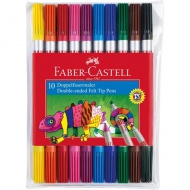 Farebné zmývacie fixky s oba koncami 10 kusový set - Faber-Castell