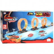 Racing Track: 28-dielny set pretekárskej dráhy s 3 slučkami a 2 autíčkami 1/64